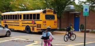 Students bike to school.
