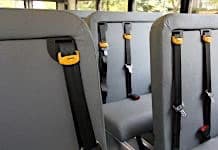 Seatbelts in a school bus.