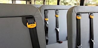 Seatbelts in a school bus.
