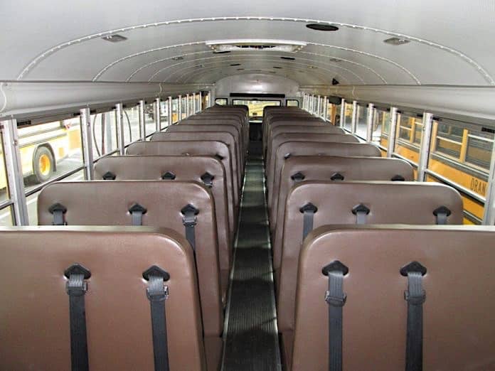 Stock photo of the inside of a school bus.