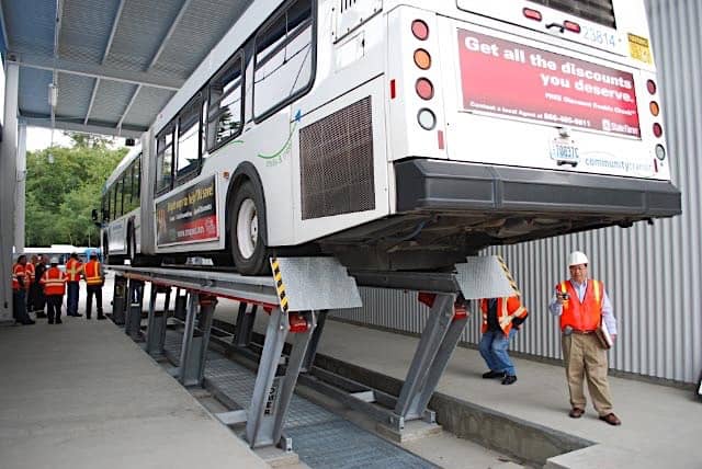 Bus on wash bay