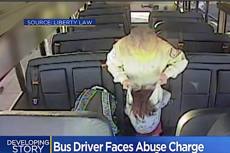 school bus driver drags child