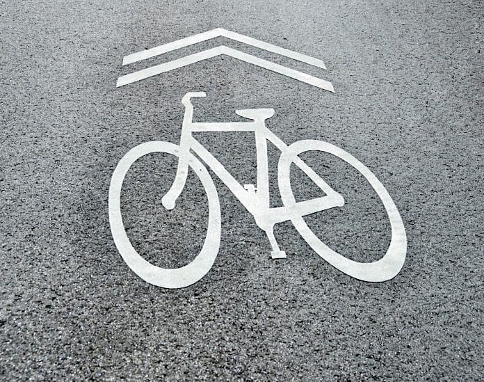 Bike lane marking on asphalt