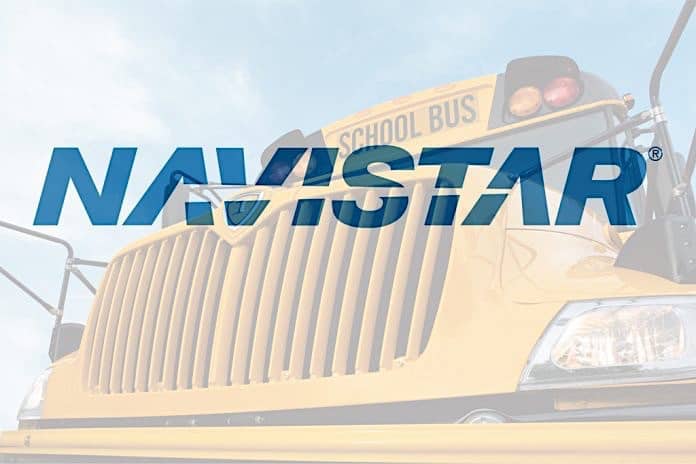 Navistar logo over grille of IC Bus