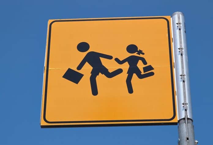 school bus crossing sign