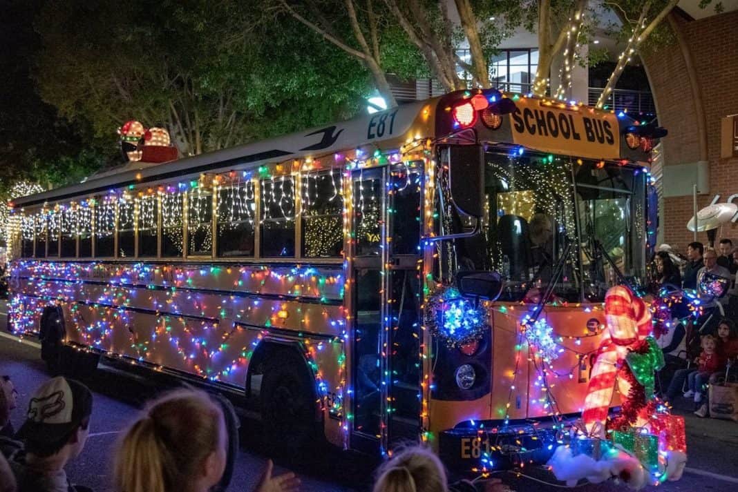 Musical Reindeer Bus Sings in Texas Christmas Parades School