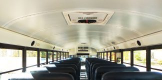 Interior of a school bus.