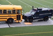 A school bus security drill . (Photo courtesy of Chris Ellison, Eugene School District in Oregon.)