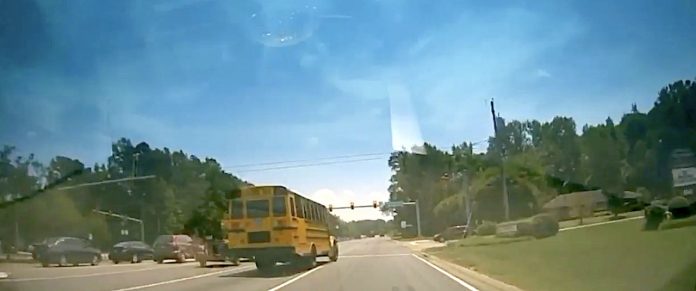 A school bus driver for Chesterfield Schools reportedly ran a stop-sign and swerved into cars.