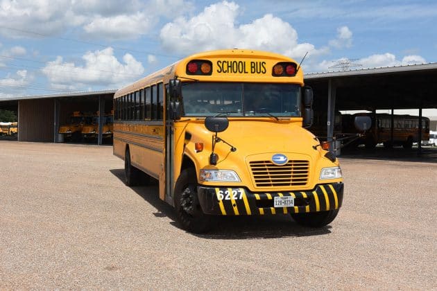 A new school bus purchased with the previous 2014 bond money.