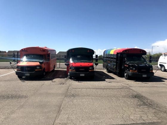 Aurora Public Schools in Colorado re-purposed three of their school buses to be used as mobile cafes over the summer.