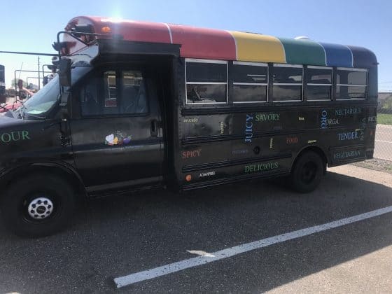 Taste the Rainbow Bus designed by Central High School art students.