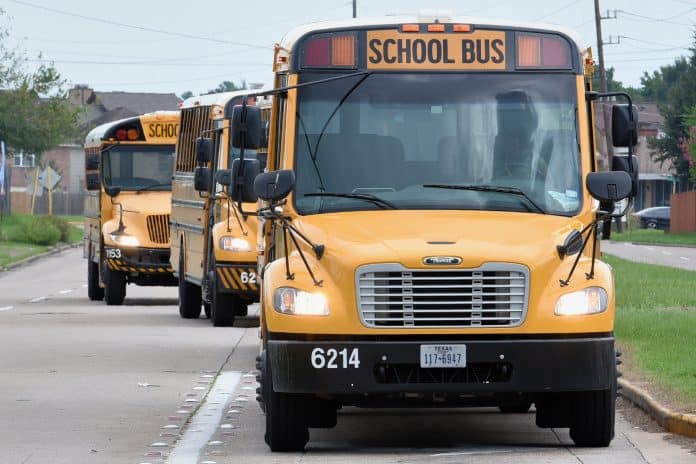 New Cypress-Fairbanks ISD buses purchased with bond money.