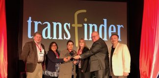 Routing department specialists for Humble ISD receiving the Transfinder Ambassador of the Year Award. Steve Silence is pictured second from the right. (Photo courtesy of Jerry Burd.)