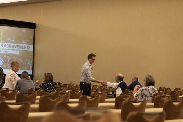 Ryan Avery introduced himself to many attendees prior to the start of his presentation, “Accelerate your Achievements,” on June 9 at the STN EXPO Indianapolis.
