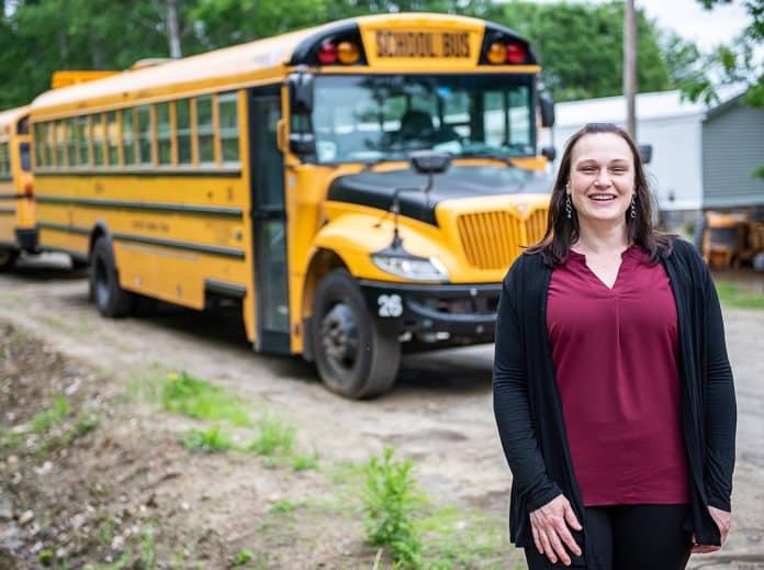 Amanda Severy was awarded a State Police Special Award of Commendation for stepping in and saving a bus full of school children when the man she was training had a heart attack. (Photo courtesy of the Sun Journal.)