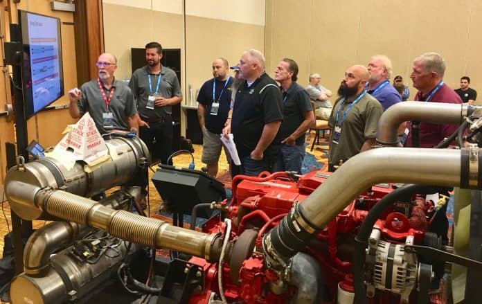 School bus technicians participated in classroom and hands-on training at the Cummins Service Training School held during the 2019 STN EXPO Indianapolis.