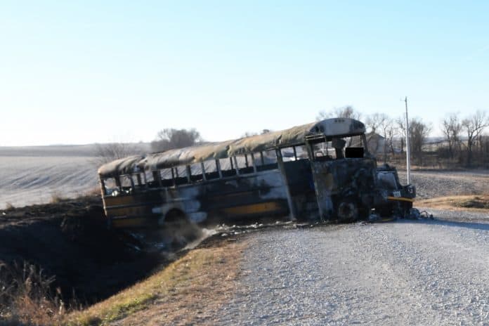 Burned Iowa school bus.