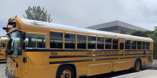 San Marcos Unified School District in California refurbished this 1998 Blue Bird Rear Engine 84-Passenger, transit-style school bus for activity and field trips. (Photo courtesy of Mike Sawyer.)