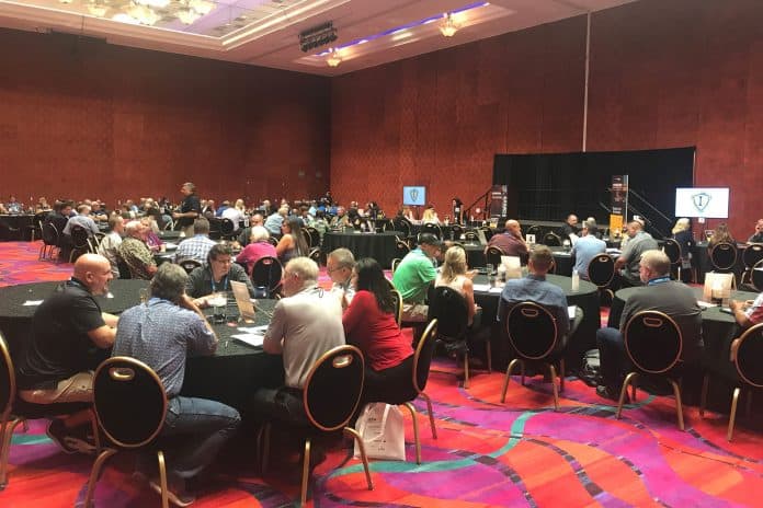 Over 100 attendees and representatives discuss their inspiration during the opening of the Transportation Director Summit on Friday, July 26, 2019.