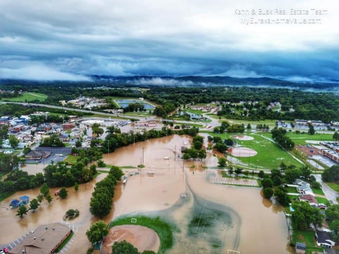 Flooding in Missouri caused several school cancellations on Aug. 26, 2019. [Facebook/Eureka, Missouri Community.]
