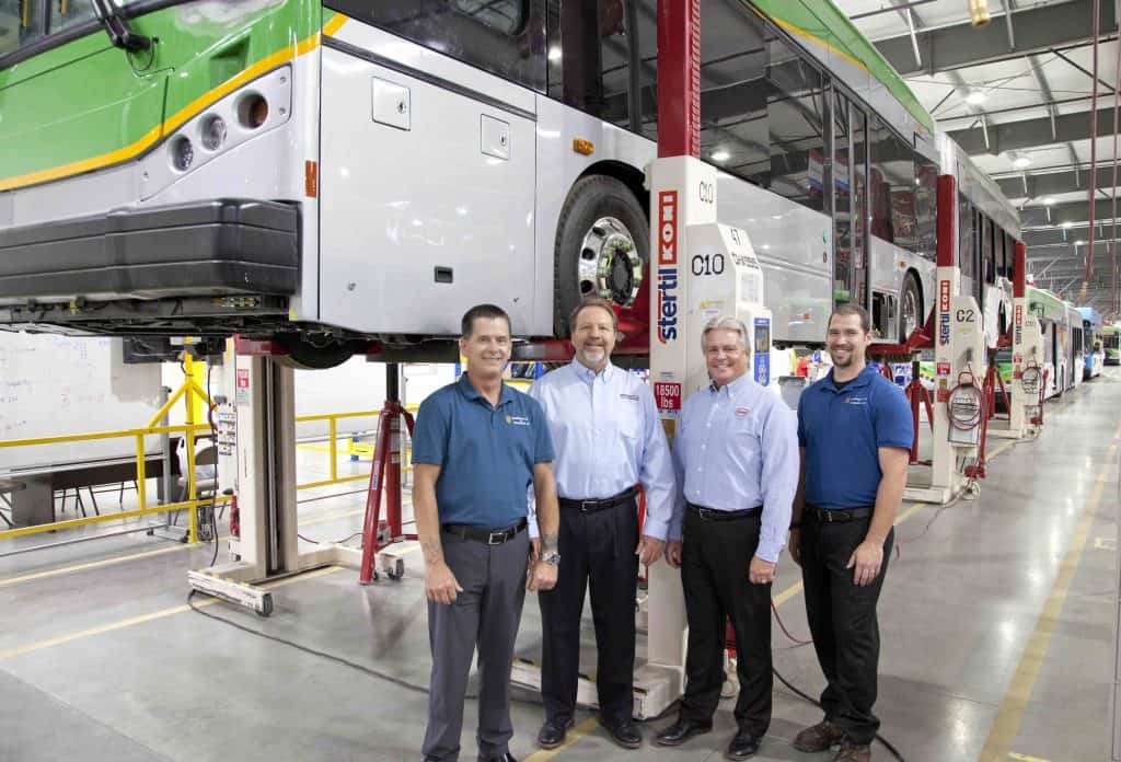 From left to right are: Bill Georgia, southwest lift & equipment salesperson; Ron Reazer, Stertil-Koni western regional sales manager Bobby Hill, BYD VP of sales; and Loren Wingenfeld, SWL sales rep and service tech.