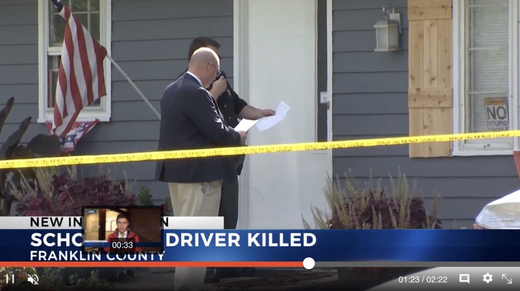 Columbus City Schools bus driver John Clinedinst, 54, was fatally stabbed to death outside his home on Tuesday morning, Sept. 24, according to police. (Photo is a screen capture from an NBC4 news broadcast.)