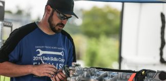 Joe Speelman of Western Idaho Freightliner in Napa, Idaho, won the vehicle category at DTNA’s Technician Skills Competition 2019.