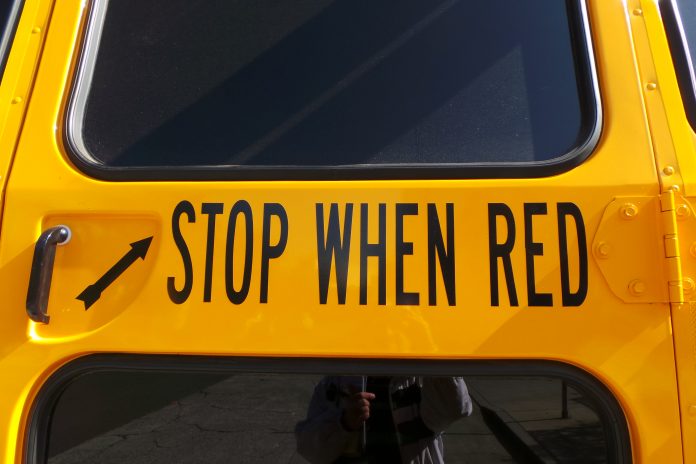 Stop When Red School Bus sign