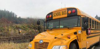 A school bus driver was arrested for DUII after a Nov. 13, 2019 crash with 10 children on board. New evidence released on Dec. 4, 2019, indicates the driver was not under the influence of a controlled substance. (Photo courtesy of the Washington County Sheriff’s Office.)