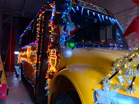 Annita Kakale submitted photos of the Farmington Michigan Light up the Grand Parade school bus.