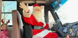 School bus driver Kathy Neidlinger dresses up as Santa Claus once a year. It is something she has performed for the past 36 years. Photo courtesy of Sandra Burns.