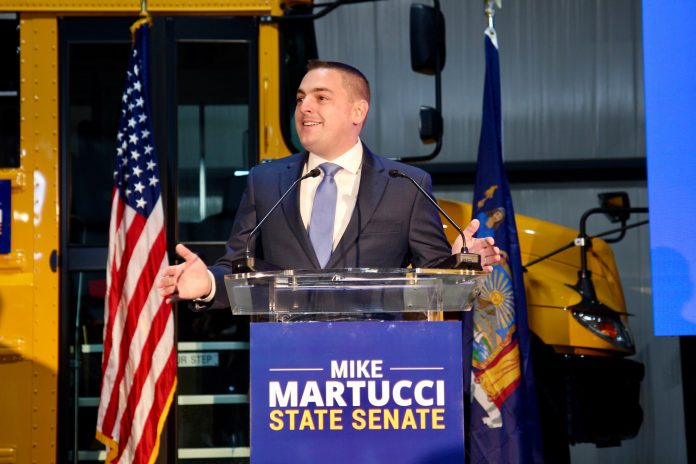 Mike Martucci announces his candidacy as senator for New York’s 42nd district during at a campaign launch event on Thursday, Jan. 16, 2019.