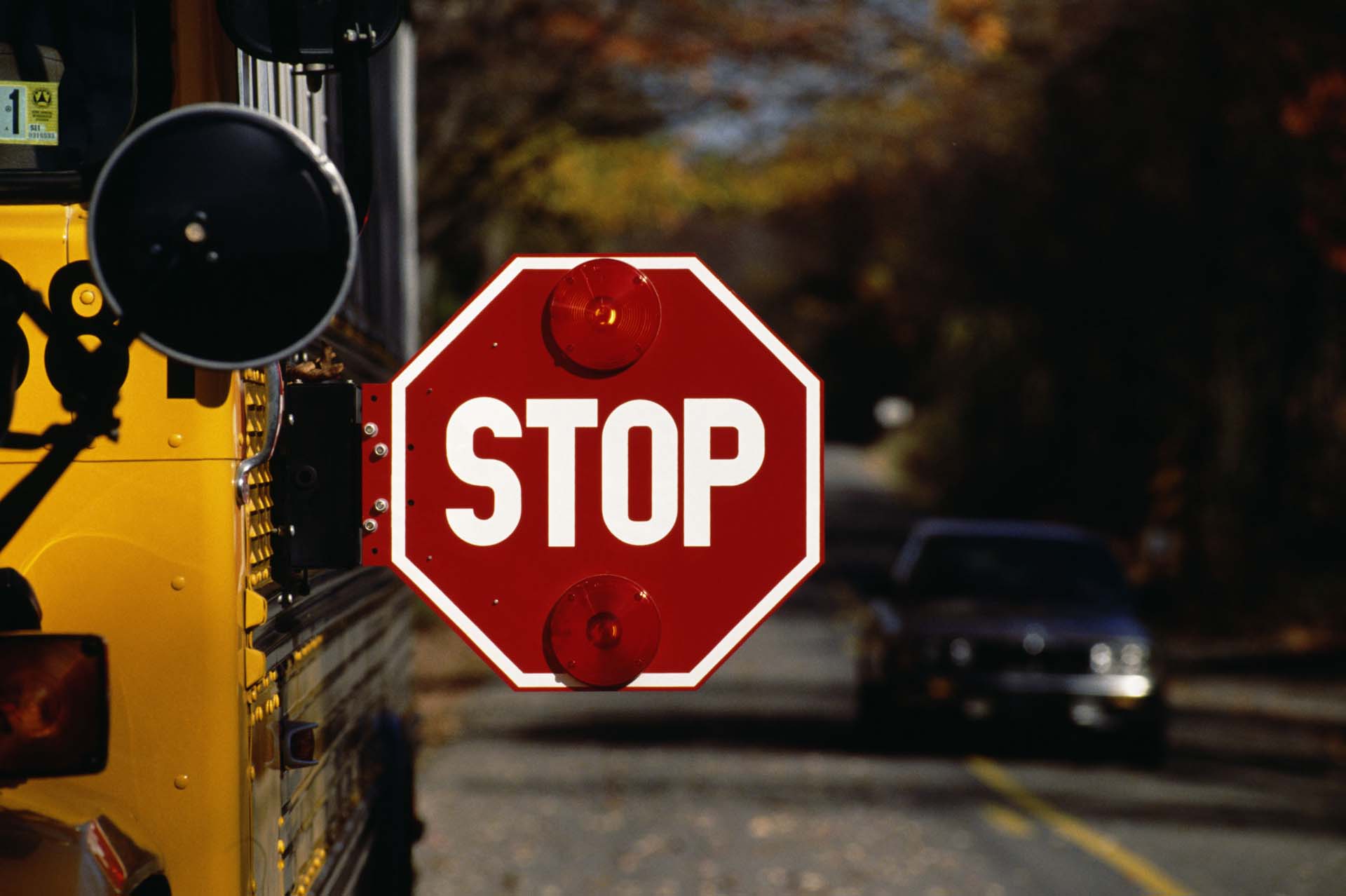 Stop sign on school bus