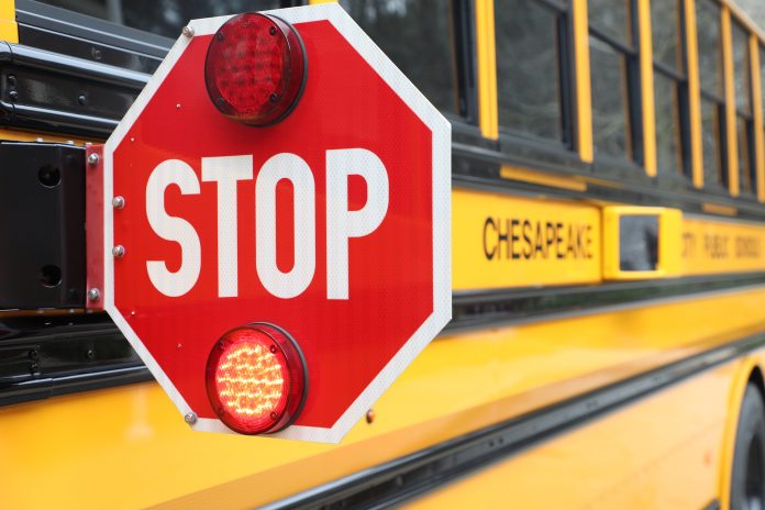 Chesapeake Public Schools is equipping its entire fleet of 583 school bus with stop-arm cameras to catch motorists who illegally pass the school bus. Photo courtesy of Chesapeake Public Schools.