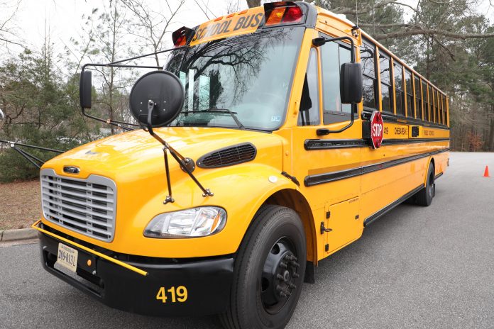 Chesapeake Public Schools is equipping its entire fleet of 583 school bus with stop-arm cameras in an effort to catch motorists who illegally pass stops. )Photo courtesy of Chesapeake Public Schools.)