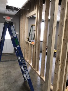 Photos of the remolding process in the transportation office at Springdale public schools in Arkansas at the early stages. (Photos courtesy of Trisha Labit.)