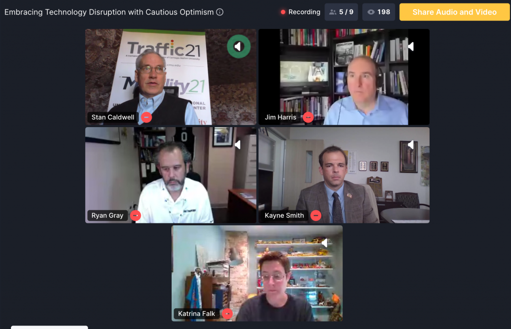 Screenshot of “Let’s Talk: Embracing Technology Disruption with Cautious Optimism in the COVID-19 Era,” during the virtual Bus Technology Summit on Sept. 22.