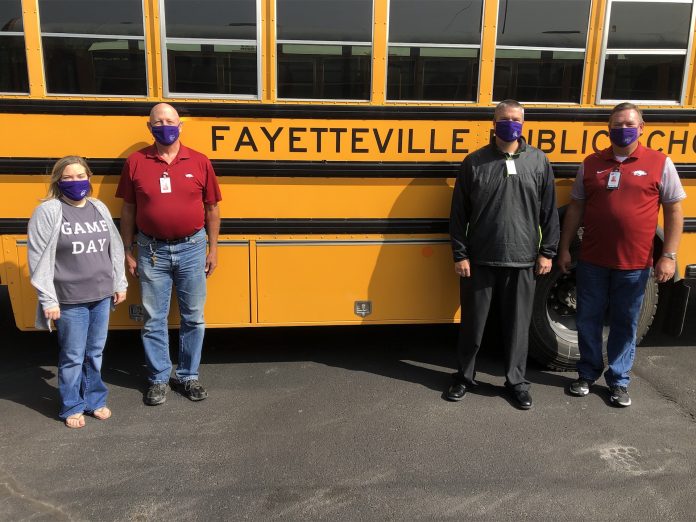 Transportation staff at Fayetteville Public Schools in Arkansas has been transporting students since school started on Aug. 24.