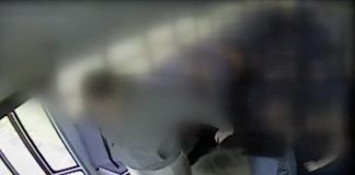 Screenshot of video aired by WAVE in Louisville, Kentucky of a student dragging incident during a route.