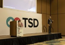Adam Saenz, Ph.D., speaking during his keynote presentation “Mental Health First Aid on the School Bus,” on Nov. 20, 2021 during the Transporting Students with Disabilities and Special Needs (TSD) Conference.