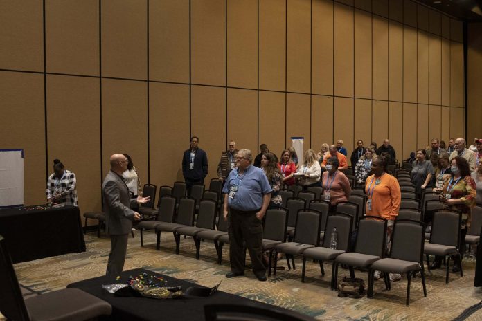 Anthony Pollard, transportation supervisor for Baldwin County Public Schools in Alabama, encouraged attendees to get out of their seats and interact with the other leaders in the room during his session, “Developing Leadership in Special Ed Transportation Staff,” at the TSD Conference on Nov. 22, 2021.