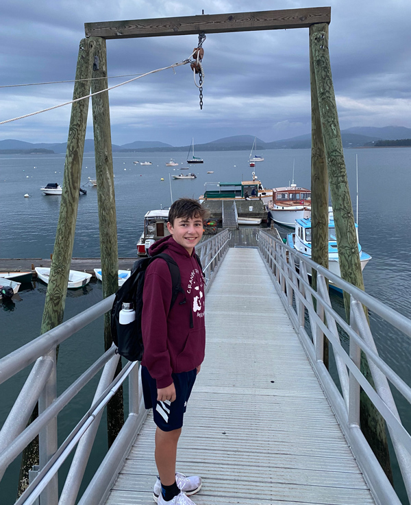 Grayson Frothingham's school commute begins with a ride from his mother to this pier to catch a ferry to the mainland, where he then boards a school bus.