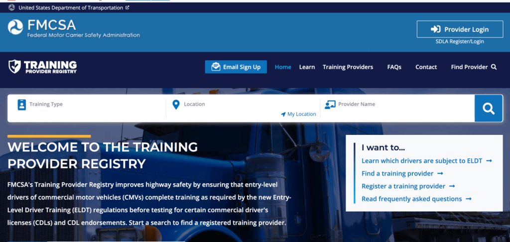 The Training Provider Registry is an online database that aims to improve highway safety.