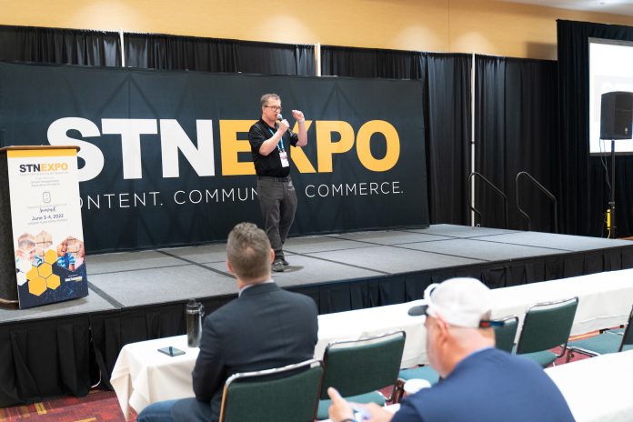STN President and Publisher speaking to attendees at STN EXPO Indy 2022. (Photo by Vincent Rios Creative.)