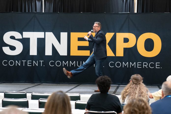 Jason Hewlett spoke on June 6, 2022 at STN EXPO INDY about “The Promise.” (Photo by Vincent Rios Creative.)