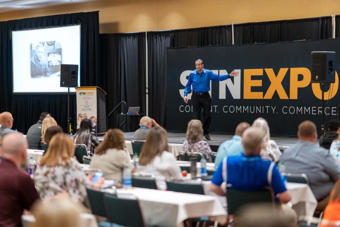 Digital reputation expert Sam Richter delivers a keynote address on the perils of online profiles on Sunday, June 5, 2022 at the STN EXPO Indianapolis.
