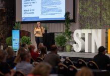 SallieJo Evers, the comprehensive school safety coordinator for Northeast Educational Services District 101 in Washington state, spoke to STN EXPO attendees on July 18, 2022 on the importance of creating safety plans. (Photo by Vincent Rios Creative.)