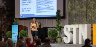 SallieJo Evers, the comprehensive school safety coordinator for Northeast Educational Services District 101 in Washington state, spoke to STN EXPO attendees on July 18, 2022 on the importance of creating safety plans. (Photo by Vincent Rios Creative.)