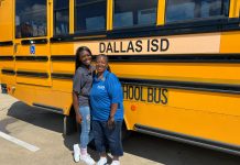 Bus monitor Tekendria Valentine (left) and school bus driver Simone Edmond for Dallas ISD helped save two siblings from flood waters in August 2022. Photo courtesy of Dallas ISD.